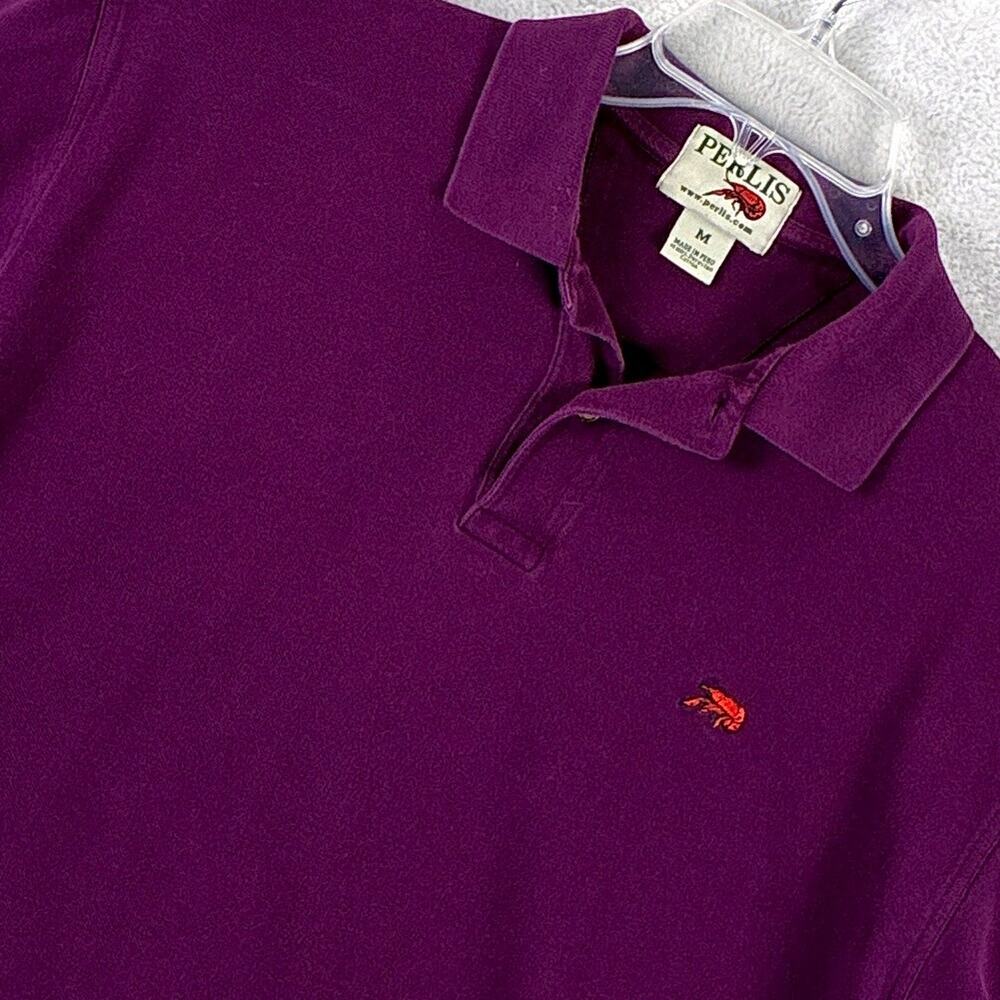 Perlis Polo Shirt Men M Purple Embroidered Crawfish Preppy Golf Classic Vacation
